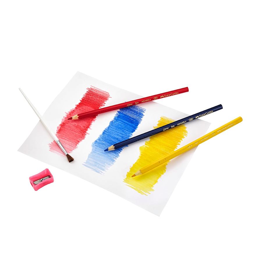 Faber-Castell - 12 Watercolour EcoPencils, 1 sharpener, 1 brush