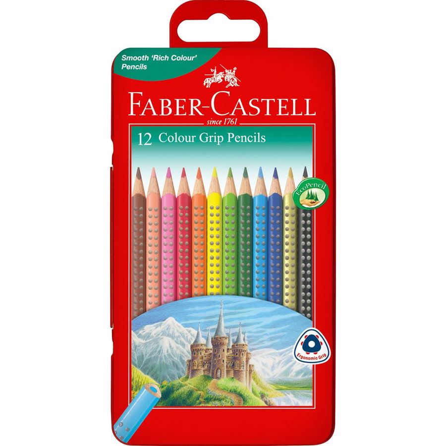 Faber-Castell - Grip colour pencil tin of 12