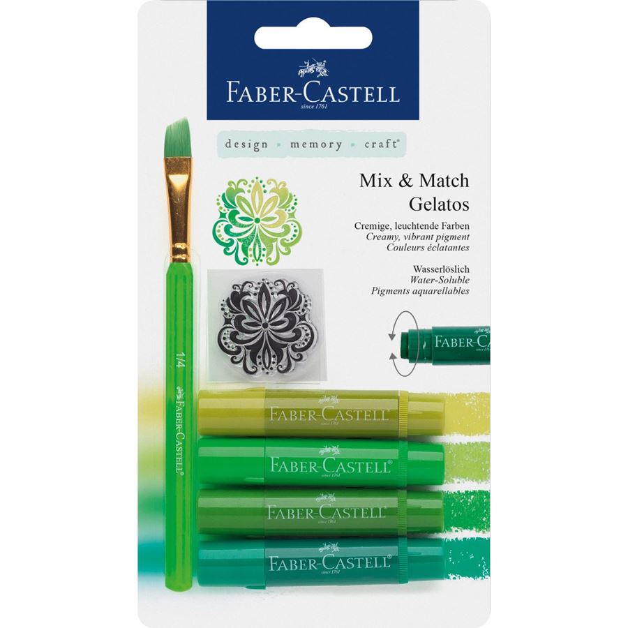 Faber-Castell - Watersoluble crayons Gelatos green 6ct set