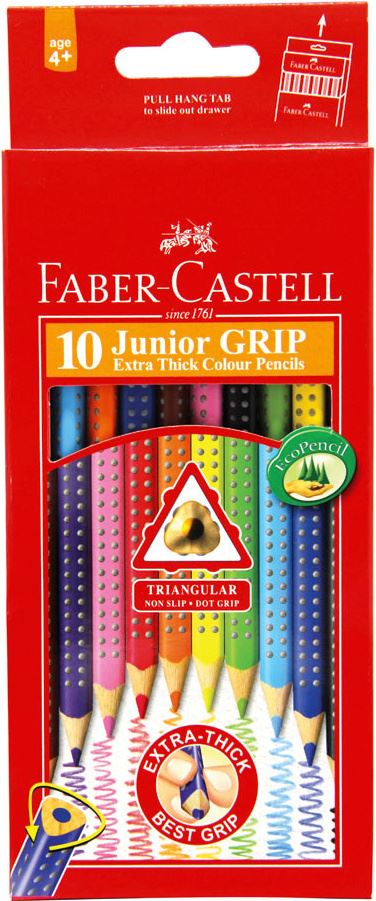 Faber-Castell - Coloured pencil triangular Junior Grip box of 10