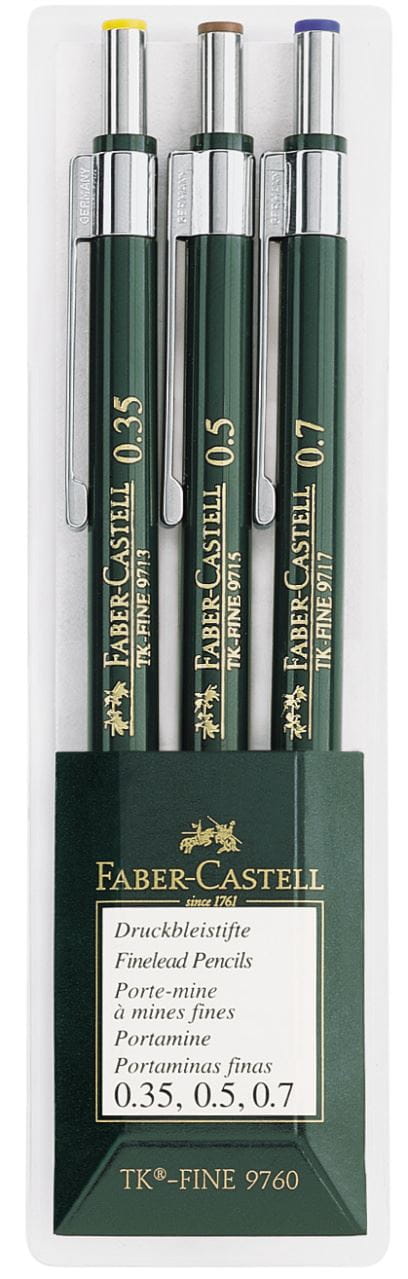 Faber-Castell - TK-Fine 97.. mechanical pencil, 0.35/0.5/0.7 mm, wallet of 3